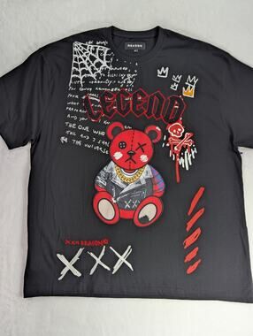 Reason Clothing Mens 2XL Legend Red Teddy Bear Patch Graphic Streetwear T-Shirt